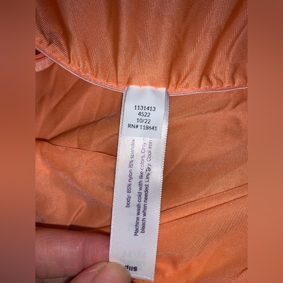 Cacique Orange Draped Women's tank Top satin side ruched criss cross back 22/24 - Picture 6 of 6